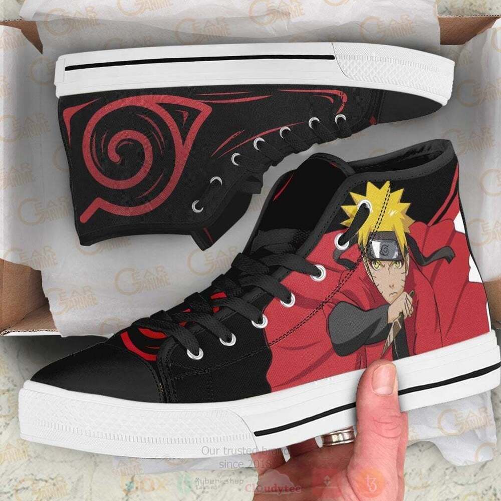 Anime Naruto Uzumaki Sage Mode High Top Canvas Shoes 1
