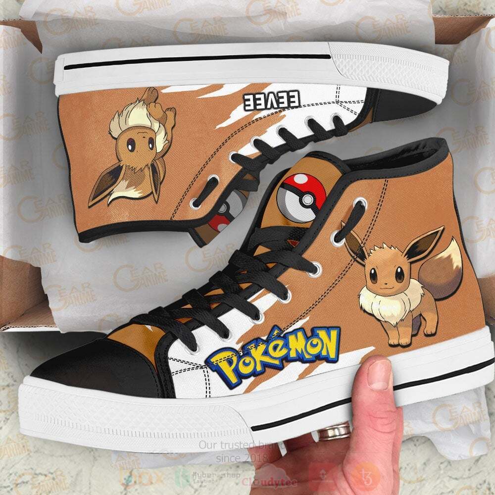 Anime Pokemon Eevee High Top Canvas Shoes 1