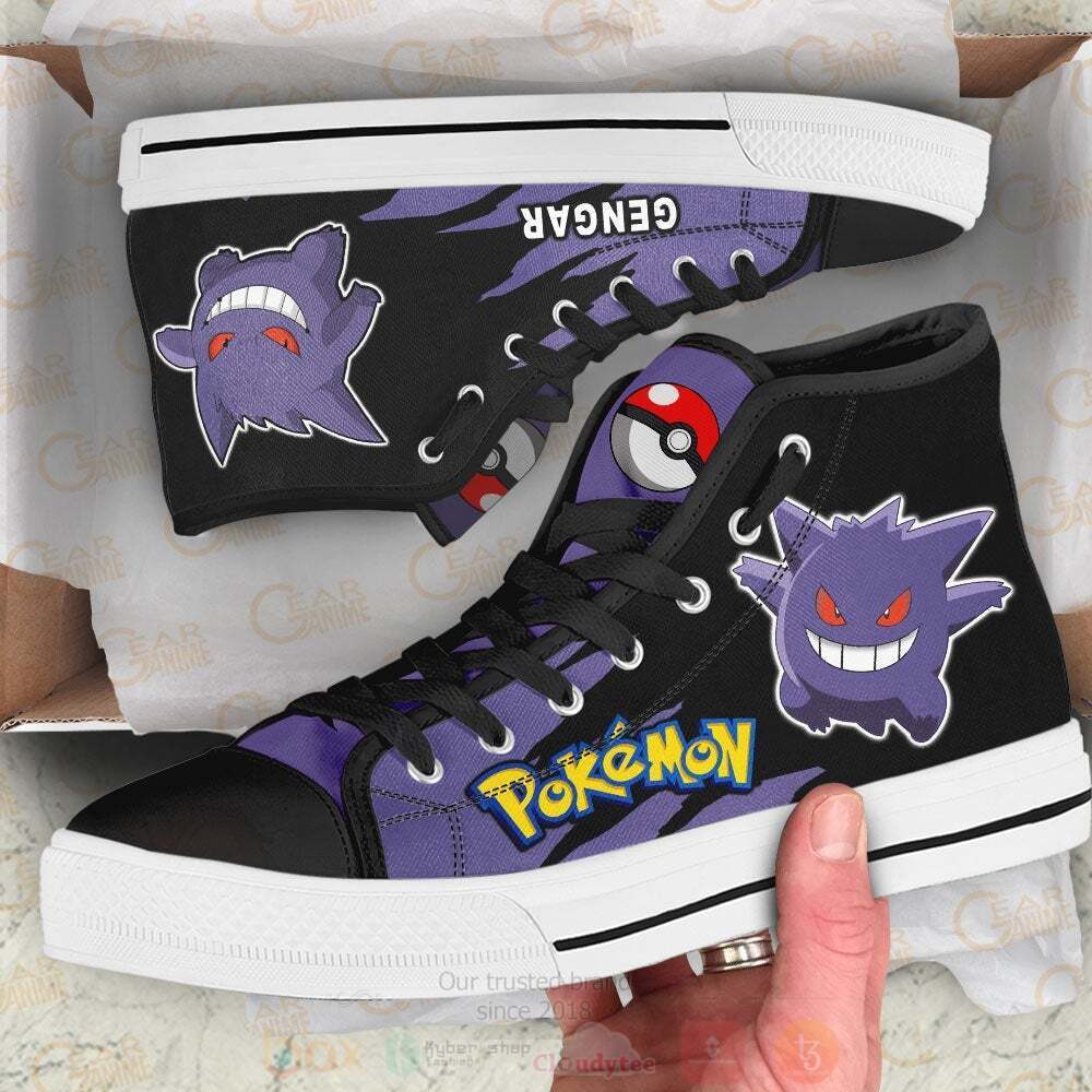 Anime Pokemon Gengar High Top Canvas Shoes 1