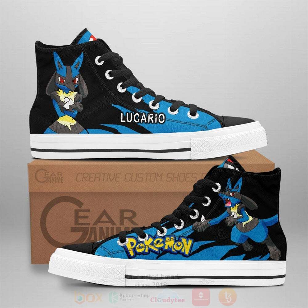 Anime Pokemon Lucario High Top Canvas Shoes