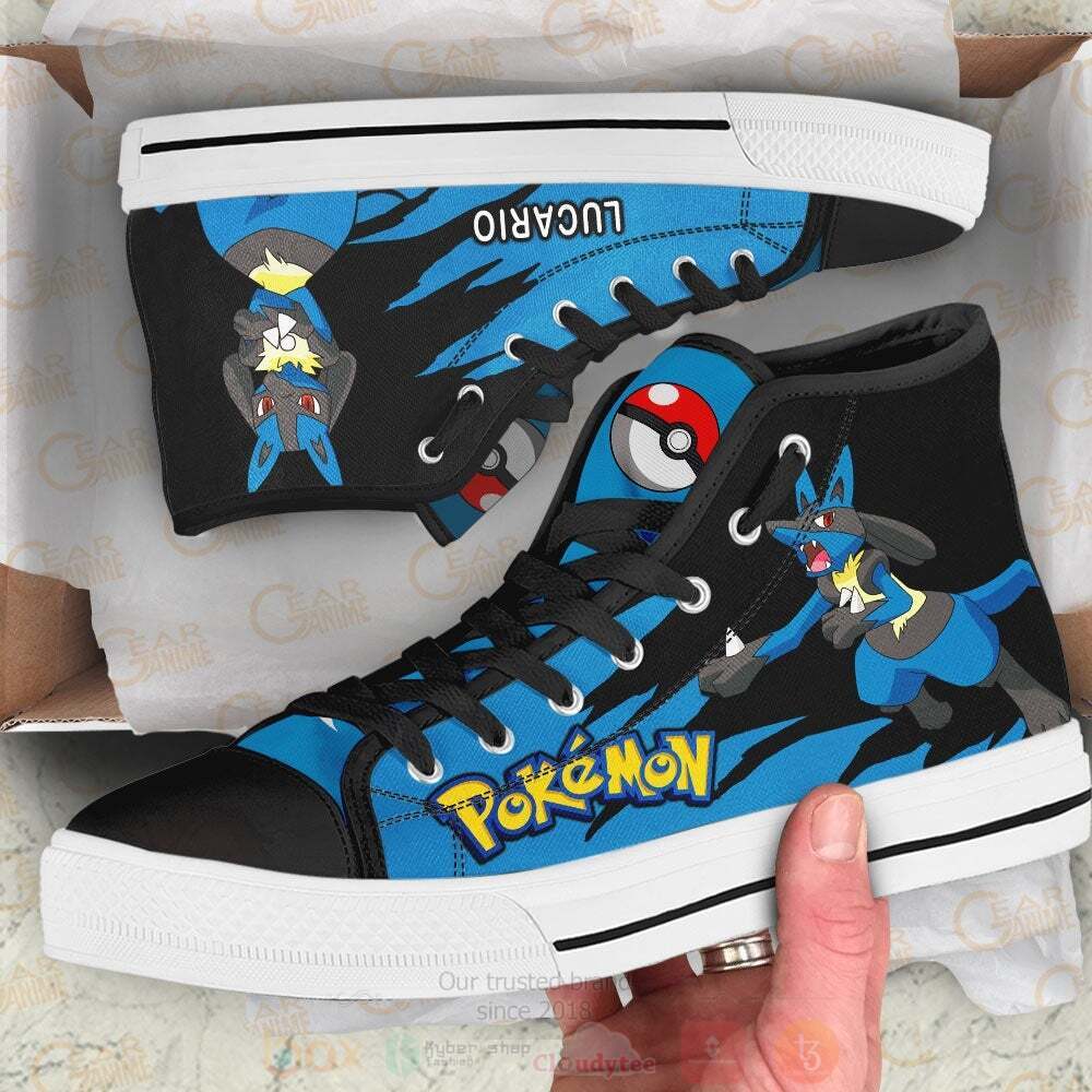 Anime Pokemon Lucario High Top Canvas Shoes 1