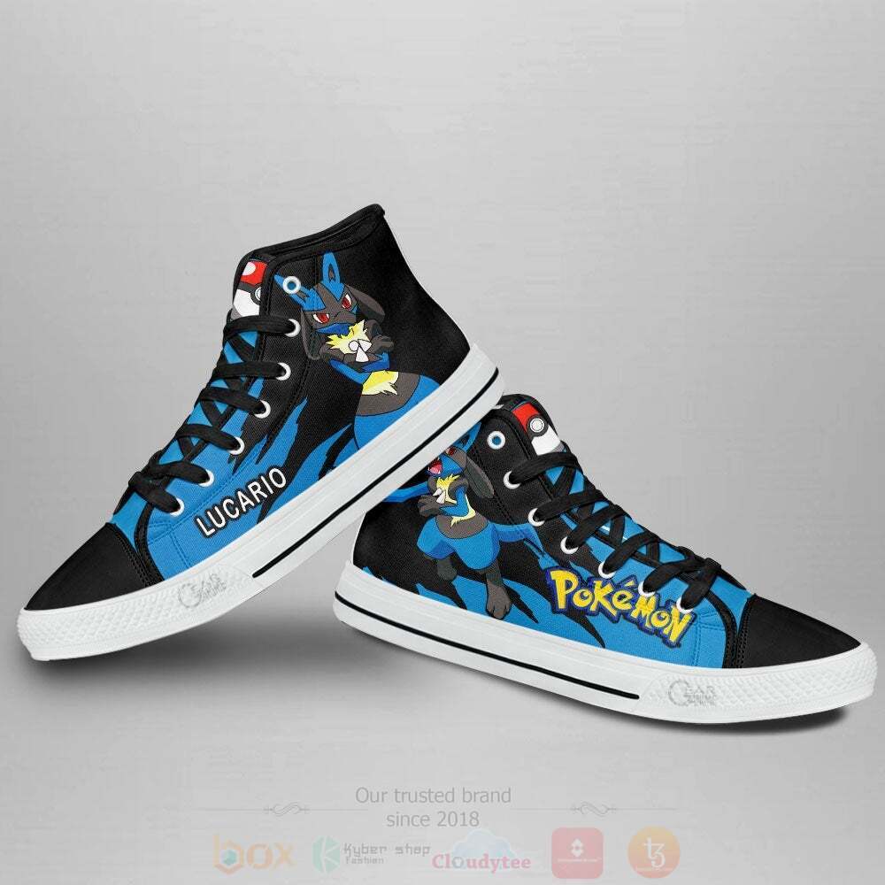BEST Anime Pokemon Lucario High Top Shoes 3 Anime Pokemon Lucario High Top Canvas Shoes 1 2