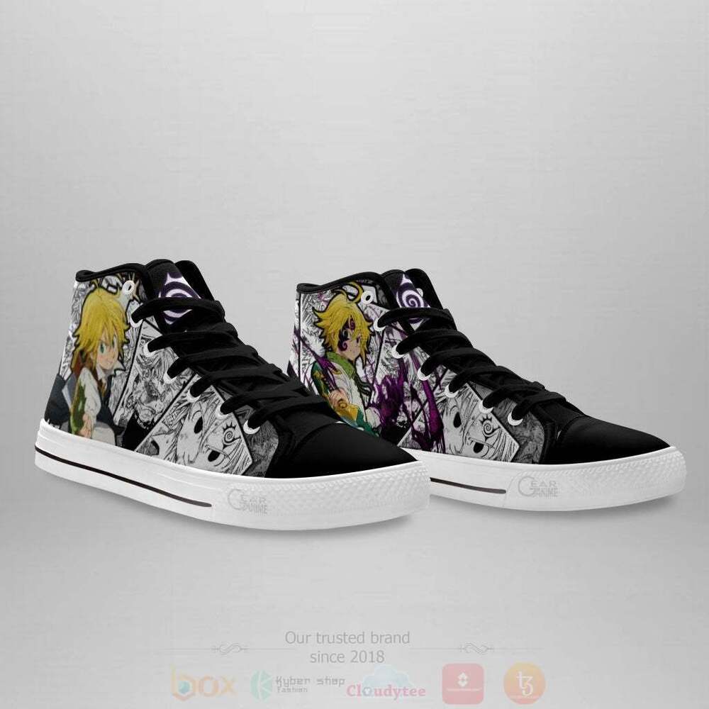 BEST Anime Seven Deadly Sins Meliodas High Top Shoes 3 Anime Seven Deadly Sins Meliodas High Top Canvas Shoes 1 2