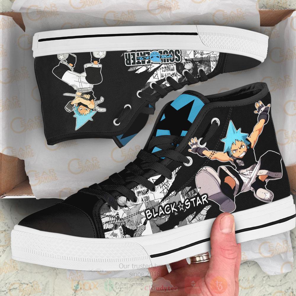 Anime Soul Eater Black Star High Top Canvas Shoes 1