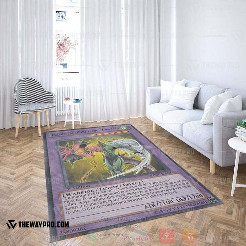 Anime YGO Elemental Hero Flame Wingman Custom Rug