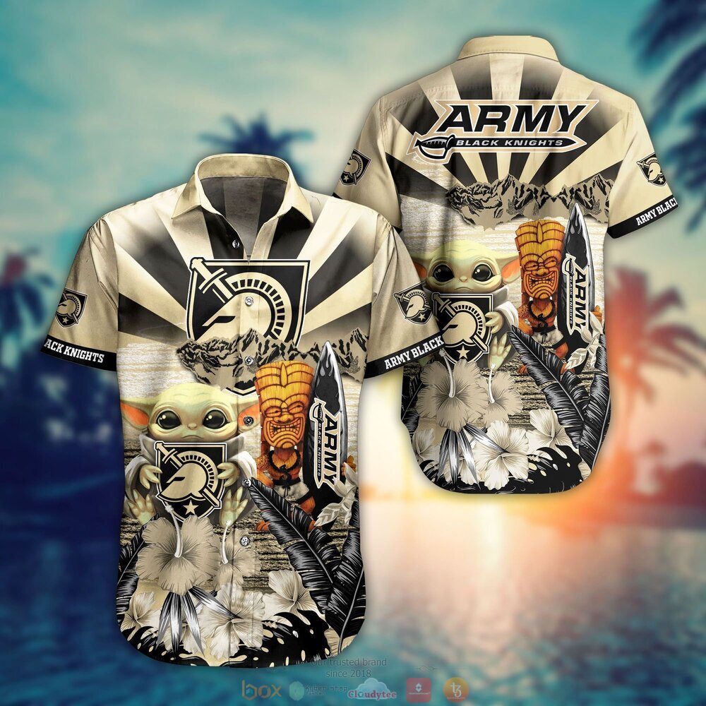 Army Black Knights Baby Yoda NCAA Hawaiian Shirt, Shorts 9 Army Black Knights NCAA Baby Yoda Hawaiian Shirt Shorts