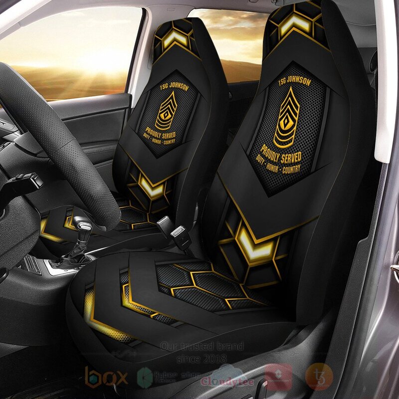 Army Veteran Proudly Served Duty Honor Country Custom Name Car Seat Cover
