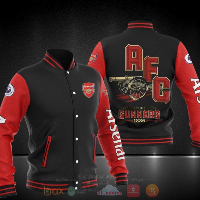 Arsenal FC Gunners 1886 Baseball Jacket 4 Arsenal FC Gunners 1886 Baseball Jacket 1 2 3