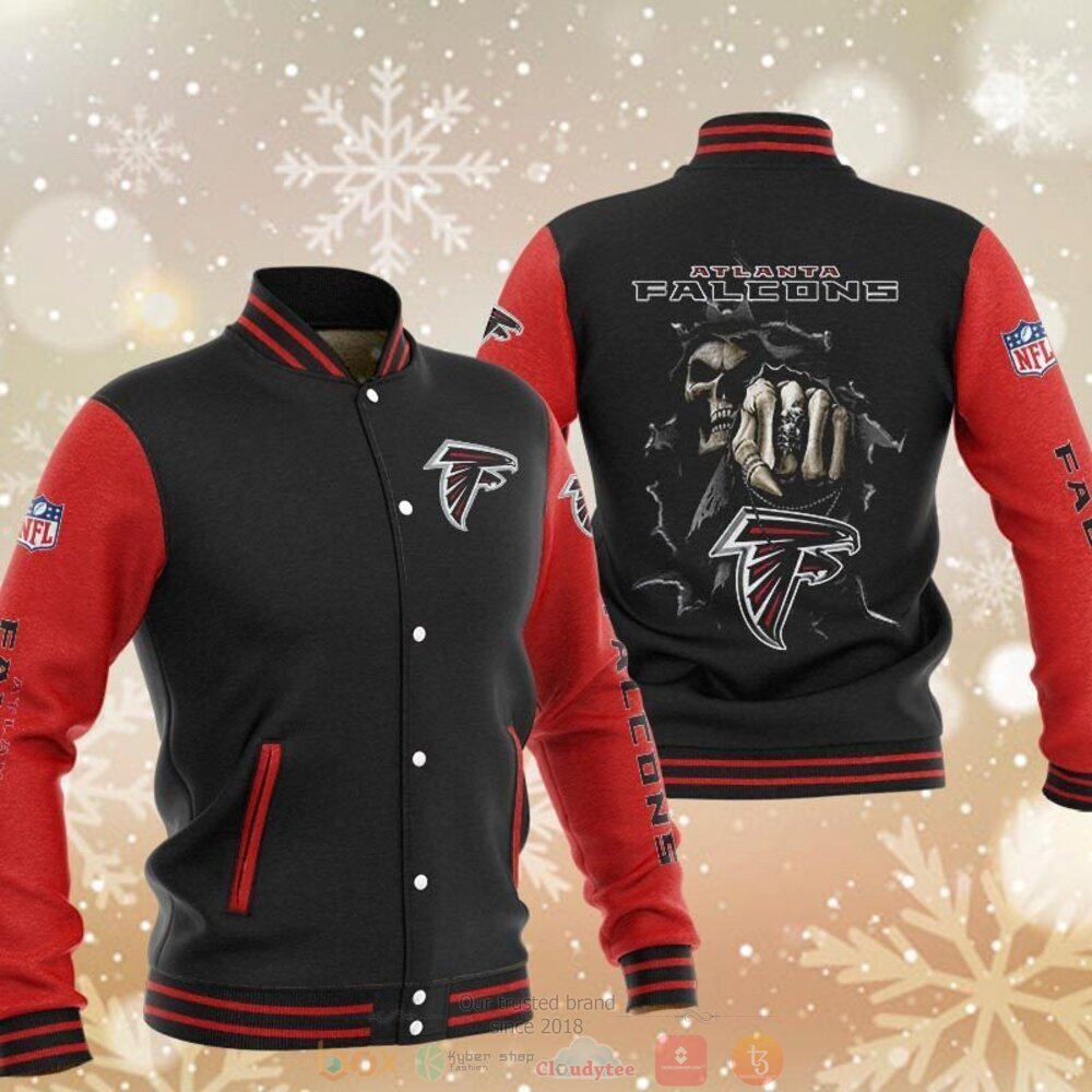 NEW Atlanta Falcons Grim Reaper baseball jacket 3 Atlanta Falcons Grim Reaper baseball jacket 1 2