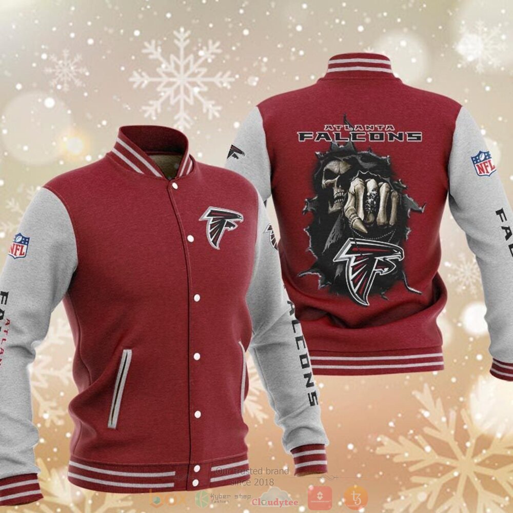 NEW Atlanta Falcons Grim Reaper baseball jacket 4 Atlanta Falcons Grim Reaper baseball jacket 1 2 3
