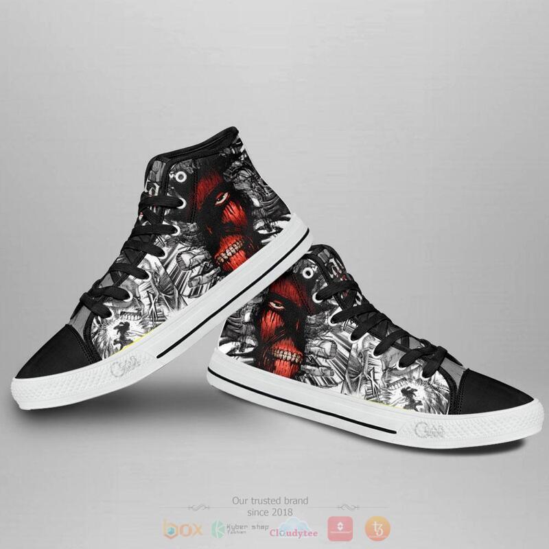 Attack On Titan Wall Titan Canvas High Top shoes 3 Attack On Titan Wall Titan Canvas High Top shoes 1 2
