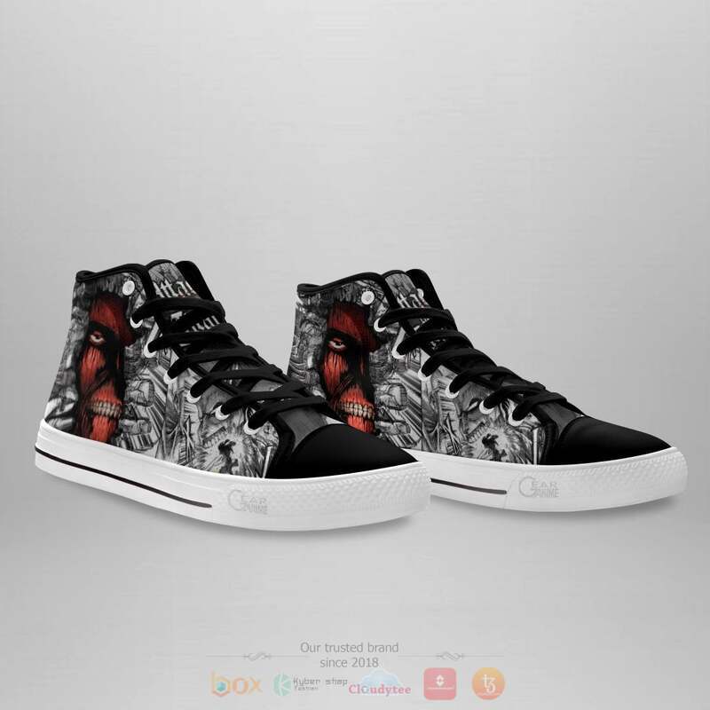 Attack On Titan Wall Titan Canvas High Top shoes 4 Attack On Titan Wall Titan Canvas High Top shoes 1 2 3