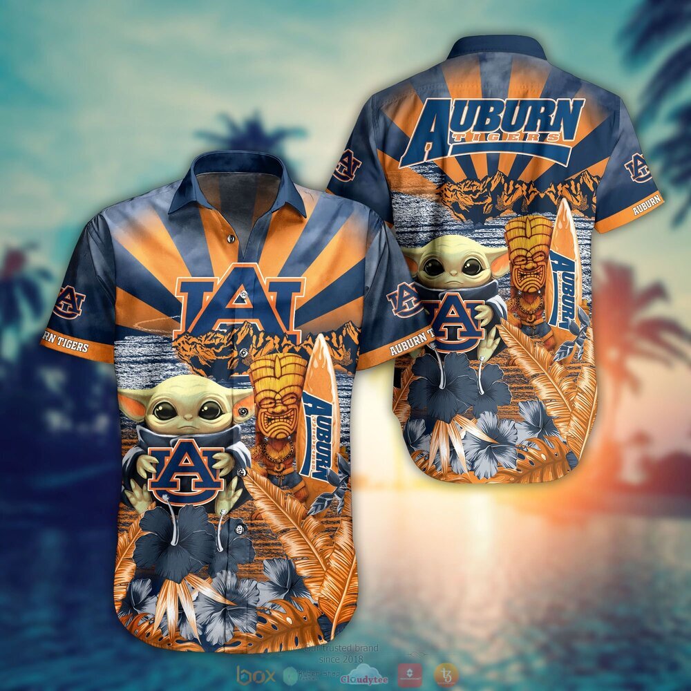 Auburn Tigers Baby Yoda NCAA Hawaiian Shirt, Shorts 8 Auburn Tigers NCAA Baby Yoda Hawaiian Shirt Shorts