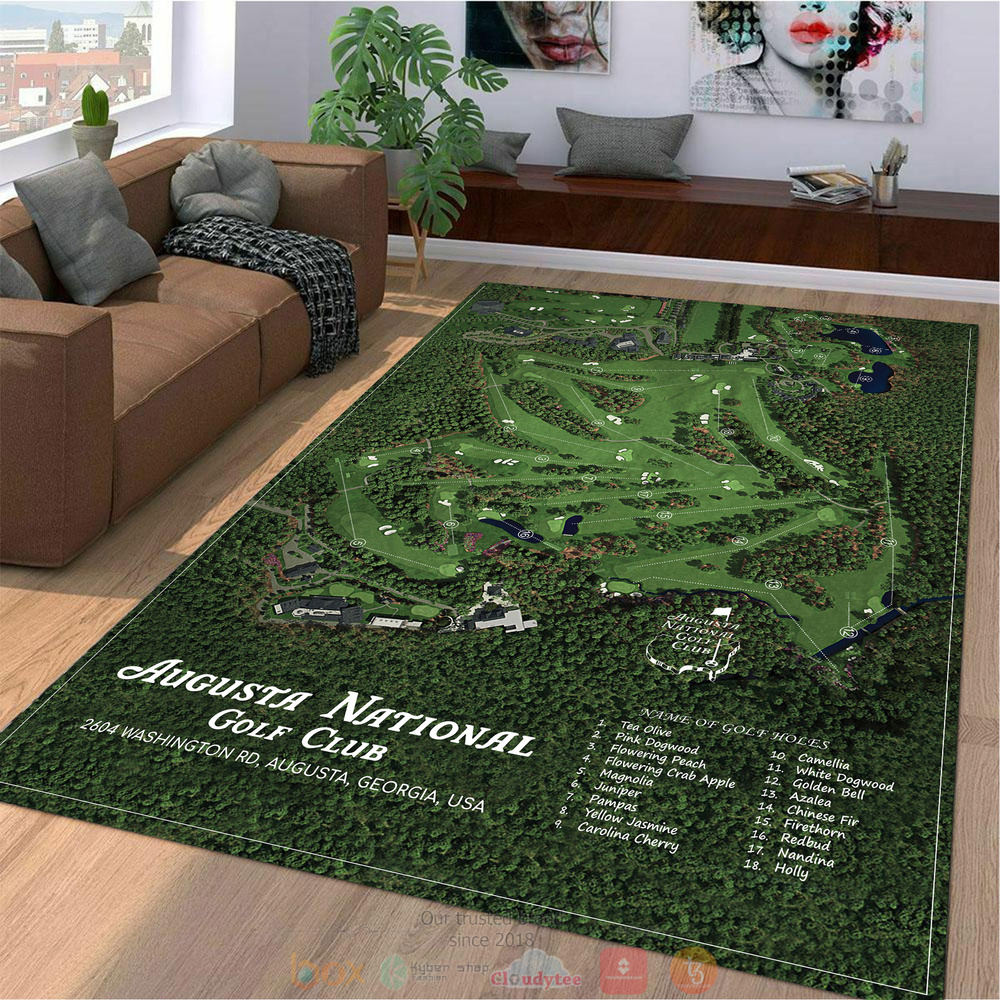 Augusta National Golf Club USA map rectangle rug 2 Augusta National Golf Club USA map rug 1