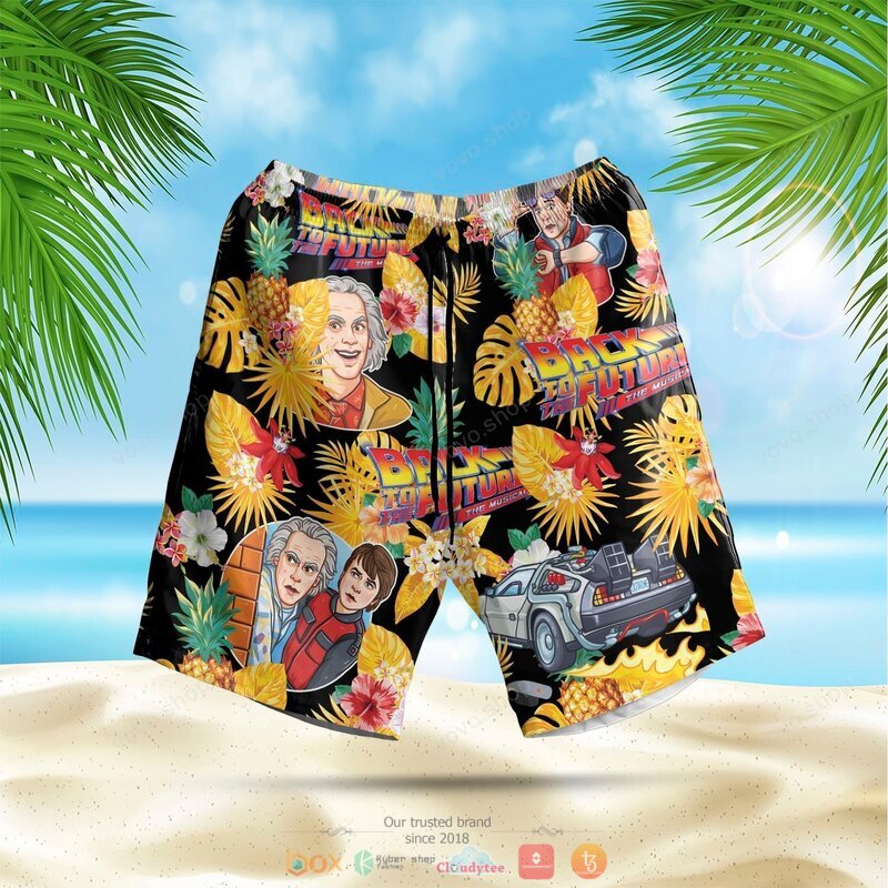 Back to the Future pineapple Hawaiian shirt, short 2 Back to the Future pineapple Hawaiian shirt short 1