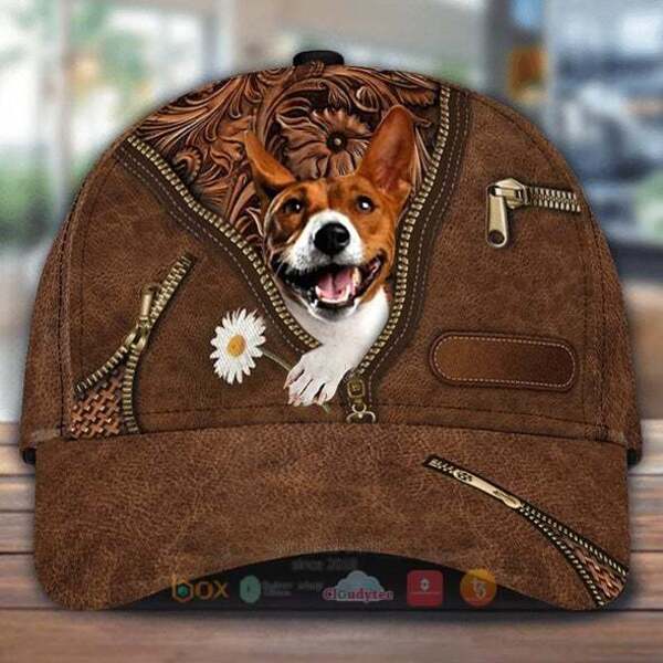 Basenji Holding Daisy Cap Hat