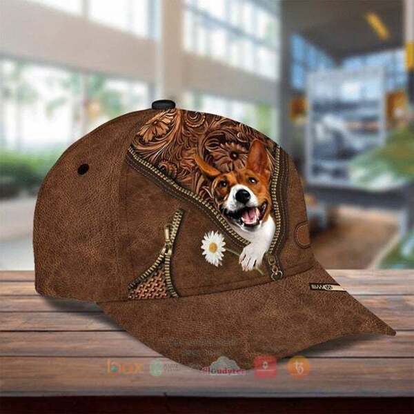 BEST Basenji Holding Daisy Hat Cap 2 Basenji Holding Daisy Cap Hat 1