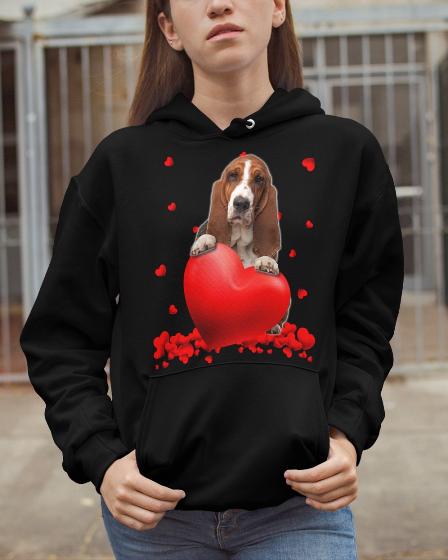 Basset Hound Valentine Hearts shirt hoodie 6