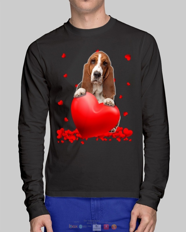 Valentine Hearts Basset Hound hoodie, shirt 2 Basset Hound Valentine Hearts shirt hoodie 1