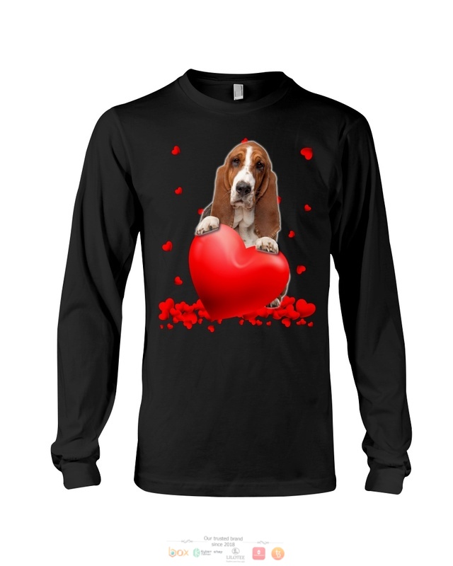 Valentine Hearts Basset Hound hoodie, shirt 4 Basset Hound Valentine Hearts shirt hoodie 1 2 3