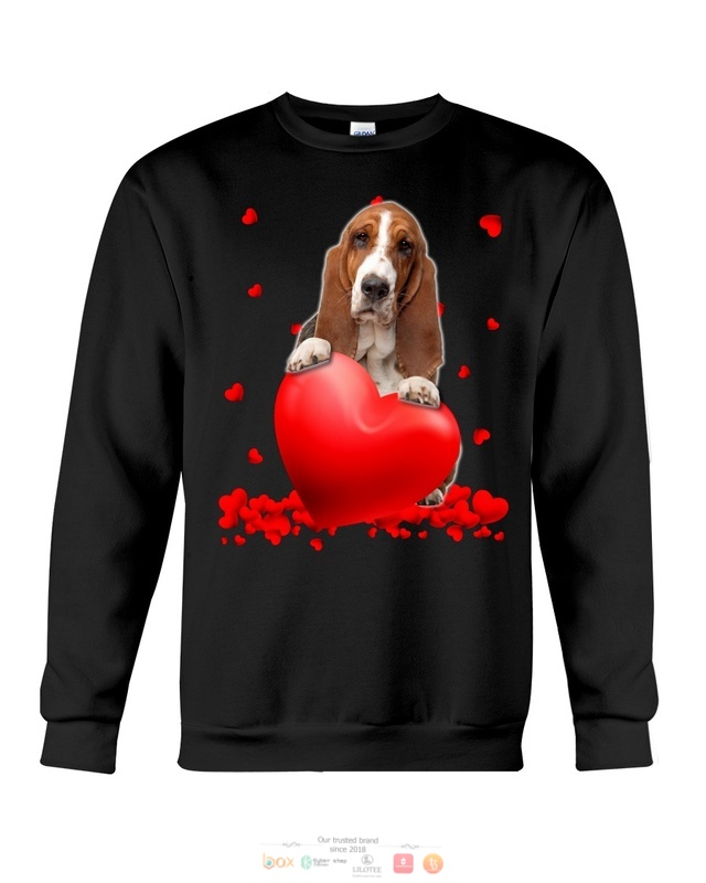 Valentine Hearts Basset Hound hoodie, shirt 6 Basset Hound Valentine Hearts shirt hoodie 1 2 3 4 5