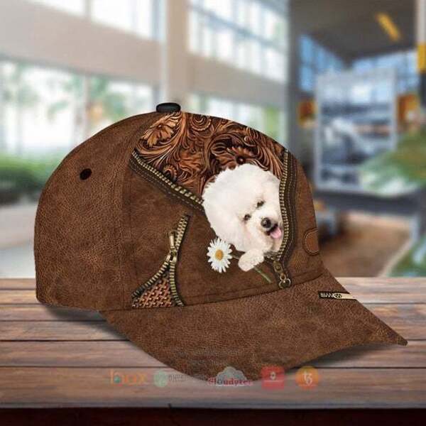 BEST Bichon Frise Holding Daisy Hat Cap 2 Bichon Frise Holding Daisy Cap Hat 1