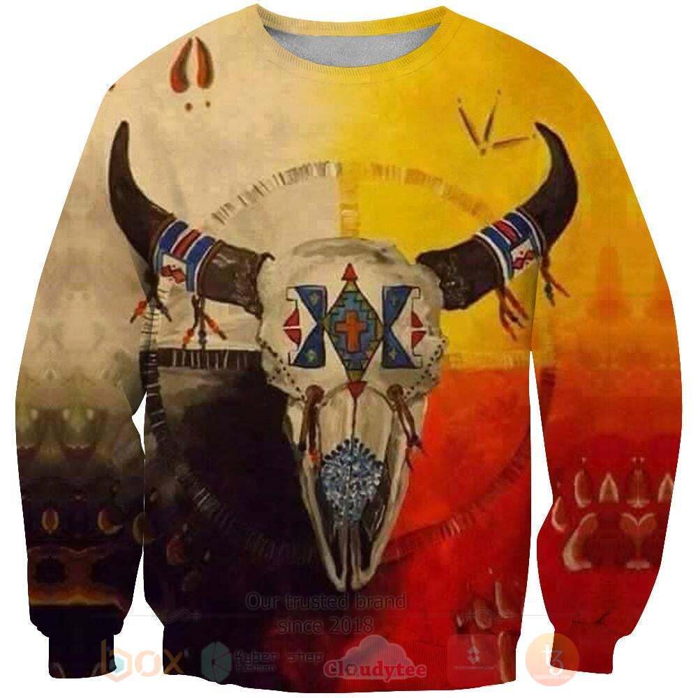 Bison Skull Unique Native American Sweater