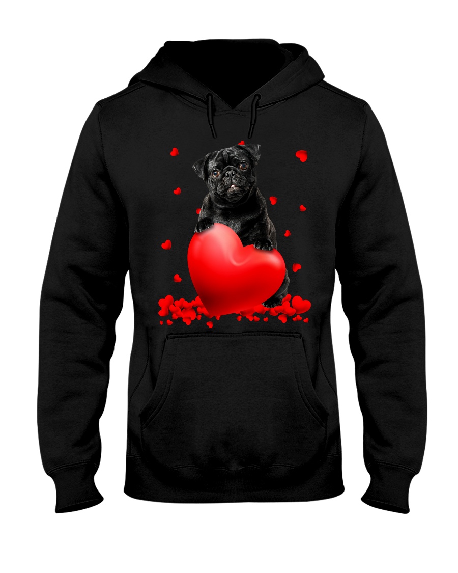 Black Pug Valentine Hearts shirt hoodie 4
