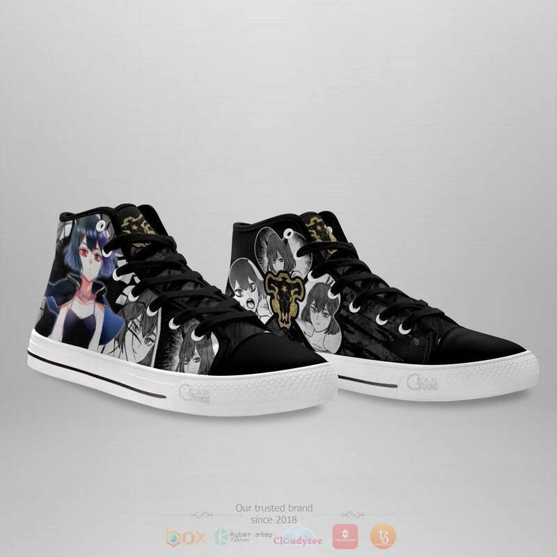 Black Clover Secre Swallowtail Black Canvas High Top shoes 4 Black Clover Secre Swallowtail Black Canvas High Top shoes 1 2 3