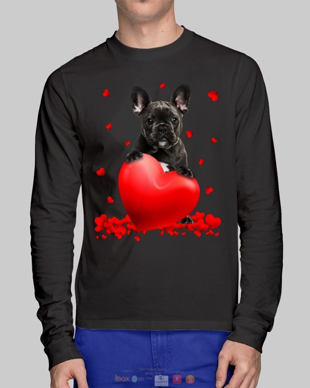 Valentine Hearts Black French Bulldog hoodie, shirt 2 Black French Bulldog Valentine Hearts shirt hoodie 1