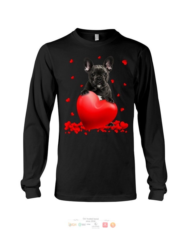 Valentine Hearts Black French Bulldog hoodie, shirt 4 Black French Bulldog Valentine Hearts shirt hoodie 1 2 3