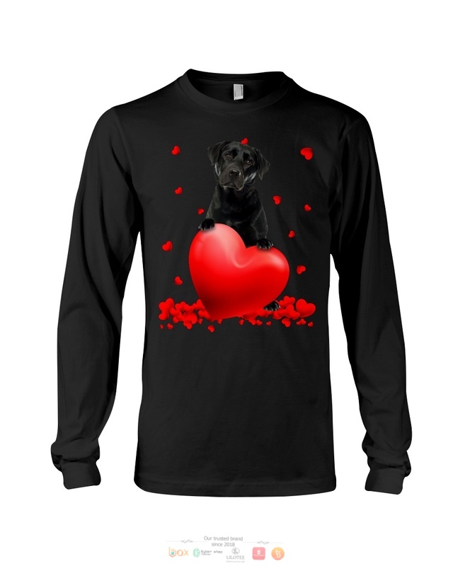 Valentine Hearts Black Labrador hoodie, shirt 4 Black Labrador Valentine Hearts shirt hoodie 1 2 3