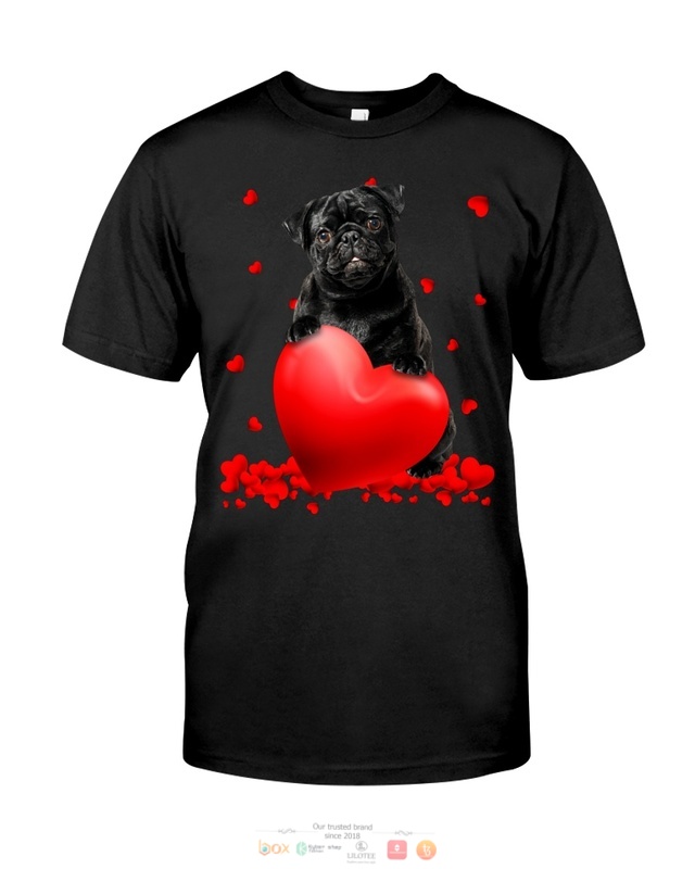 Black Pug Valentine Hearts shirt hoodie 1 2 3 4 5 6 7 8 9 10 11