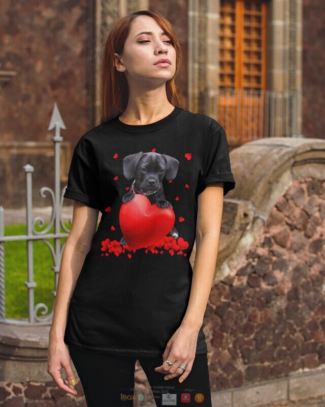 Black Puggle Valentine Hearts shirt hoodie