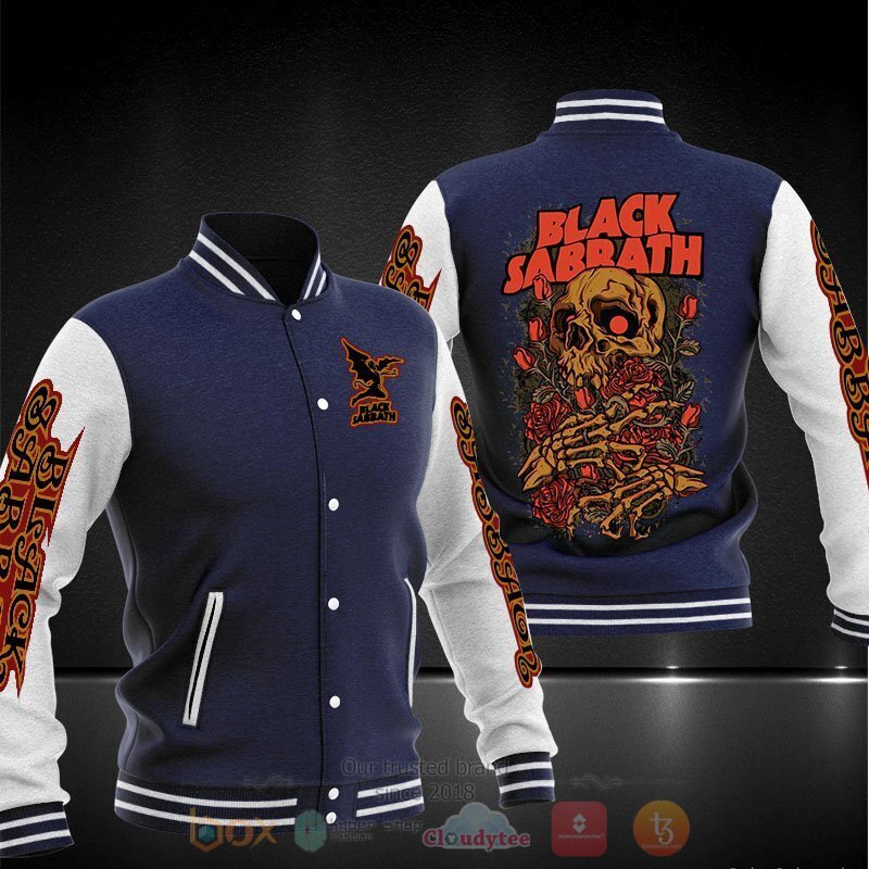 Black Sabbath Rose Skull Baseball Jacket 2 Black Sabbath Rose Skull Baseball Jacket 1