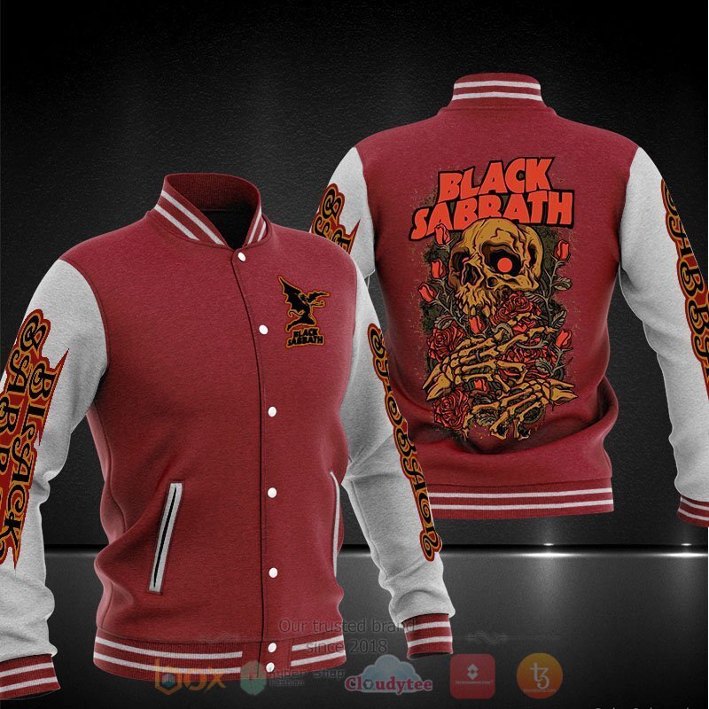 Black Sabbath Rose Skull Baseball Jacket 4 Black Sabbath Rose Skull Baseball Jacket 1 2 3