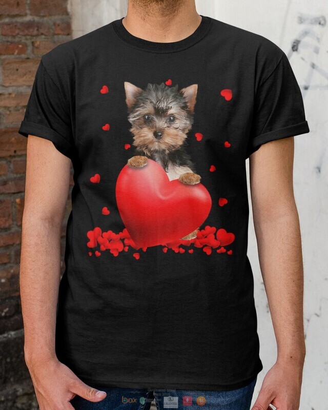 Black YorkShire Terrier Valentine Hearts shirt hoodie