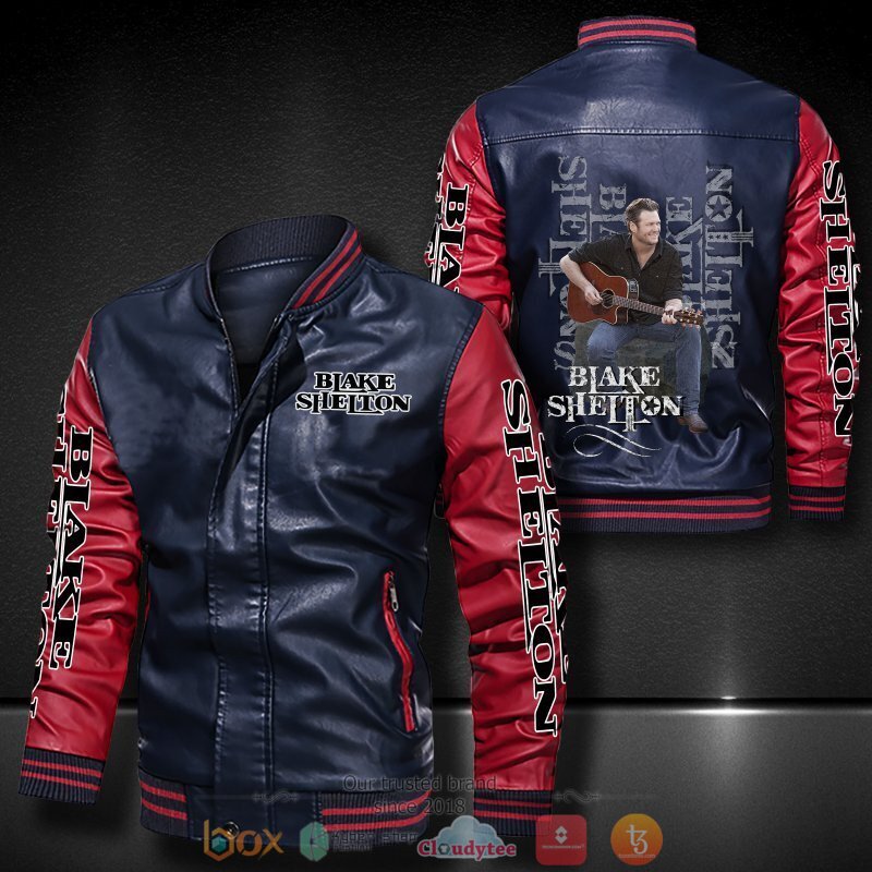 Blake Shelton Bomber leather jacket 4 Blake Shelton Bomber leather jacket 1 2 3