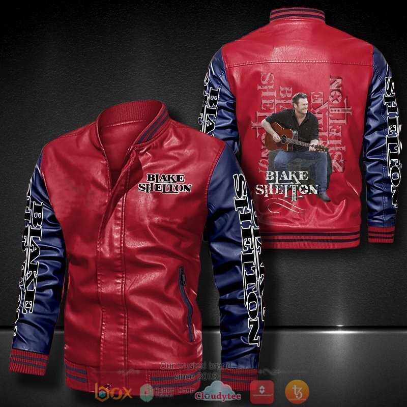 Blake Shelton Bomber leather jacket 5 Blake Shelton Bomber leather jacket 1 2 3 4