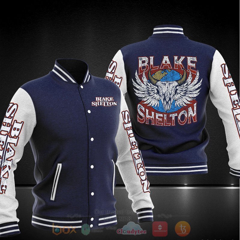 Blake Shelton Distressed Bull Skull Wings Baseball Jacket 2 Blake Shelton Distressed Bull Skull Wings Baseball Jacket 1