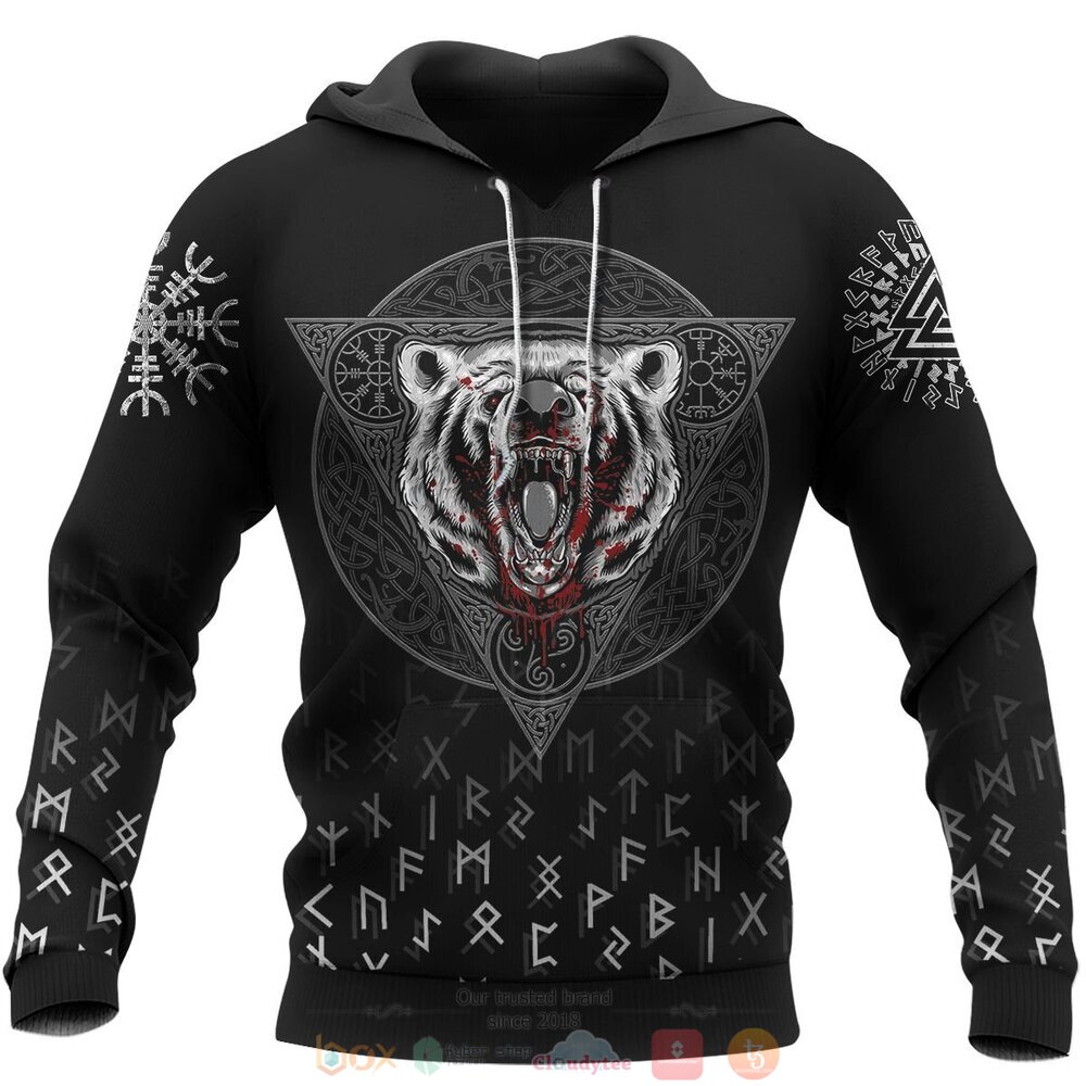 Blood Bear Wolf Vegvisir 3d shirt hoodie