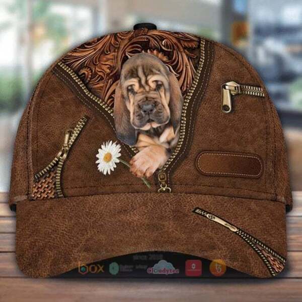 Bloodhound Holding Daisy Cap Hat