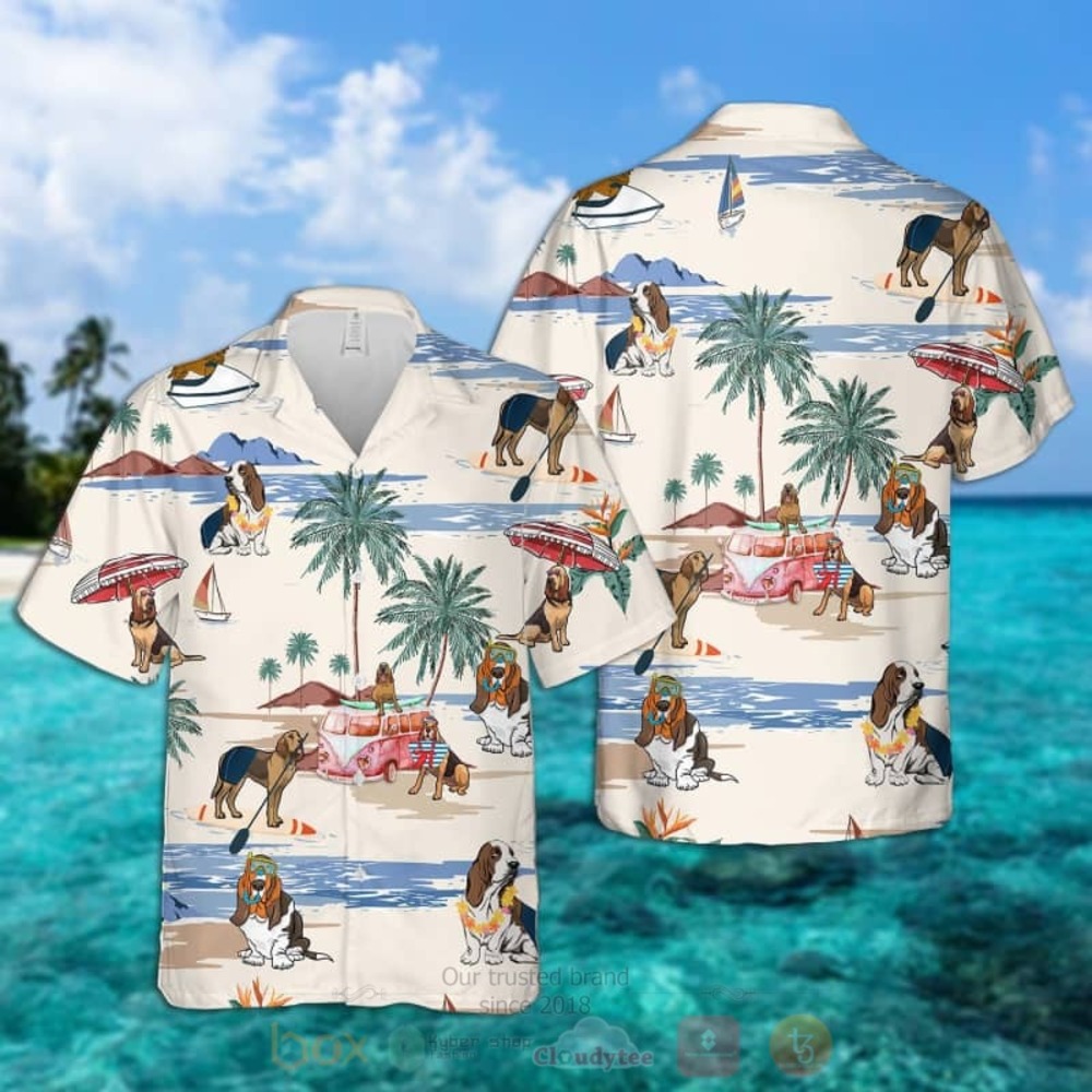 BEST Bloodhound Summer Beach 3D All Over Printed Hawaiian Shirt 1 Bloodhound Summer Beach Hawaiian Shirt