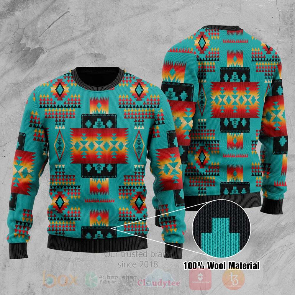 Blue Native Tribes Pattern Native American Sweater