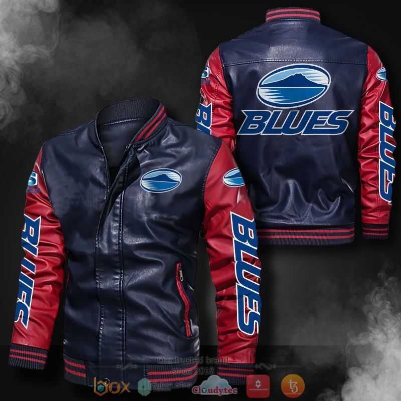 Blues Super Rugby Bomber leather jacket 4 Blues Super Rugby Bomber leather jacket 1 2 3