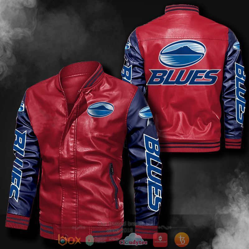Blues Super Rugby Bomber leather jacket 5 Blues Super Rugby Bomber leather jacket 1 2 3 4