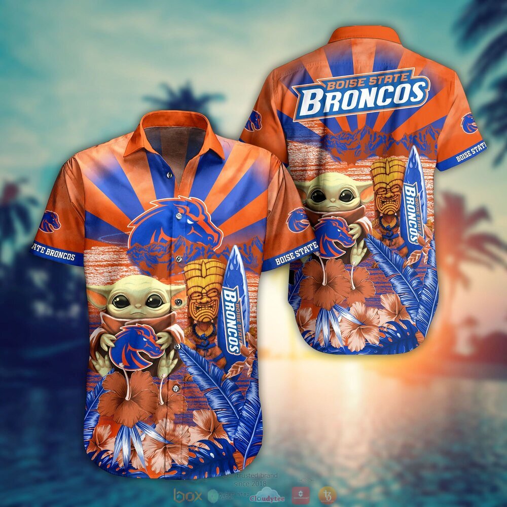 Boise State Broncos Baby Yoda NCAA Hawaiian Shirt, Shorts 8 Boise State Broncos NCAA Baby Yoda Hawaiian Shirt Shorts