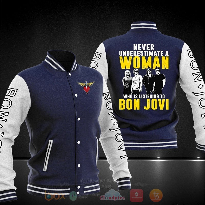 Bon Jovi Never Underestimate A Woman Who Listening To Bon Jovi Baseball Jacket 2 Bon Jovi Never Underestimate A Woman Who Listening To Bon Jovi Baseball Jacket 1