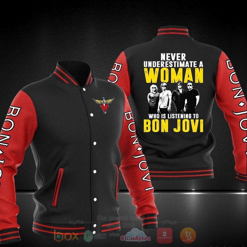 Bon Jovi Never Underestimate A Woman Who Listening To Bon Jovi Baseball Jacket 3 Bon Jovi Never Underestimate A Woman Who Listening To Bon Jovi Baseball Jacket 1 2