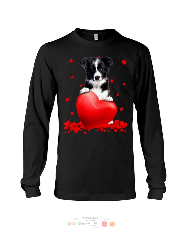 Border Collie Valentine Hearts shirt hoodie